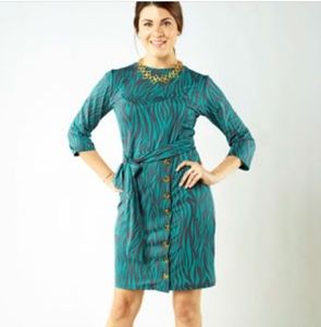 Tracy Negoshian Maria Dress in Abstract Zebra Gray